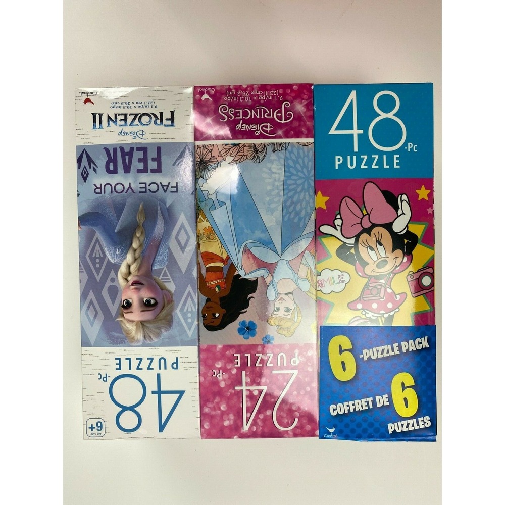 6 Pack Kids Spin Master Puzzles Minnie Mouse Frozen Disney Princess NEW MIXED